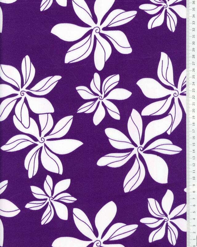 Polynesian fabric TIARE Purple - Tissushop
